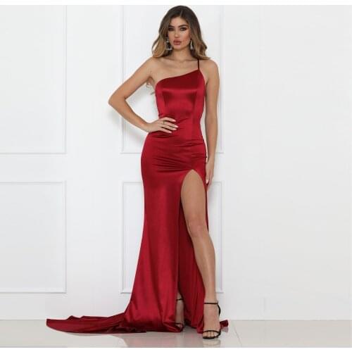One Shoulder Side Slit Maxi Dress One Strap Back Slim Long Dress Evening Party Dresses Backless Elegant Mermaid Dresses
