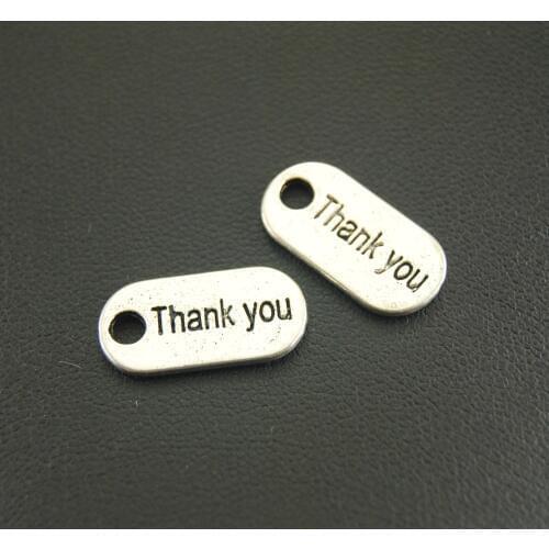 10 Pcs Silver Color Thank You Charm Fits Bracelets Jewelry Making A690