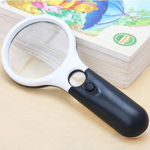3 LED Light 45X Handheld Reading Magnifying Glass Lens Jewelry Watch Loupe