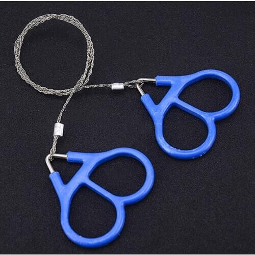 Stainless Steel Hand Pocket Chain Wire Saws Portable Survival Cutting Tools Camping Handsaws Blue 65cm