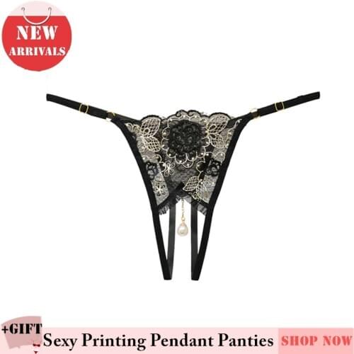 Sexy Panties adjustable Pendant Panties Embroidered lace temptation Thong Hollow G-String Erotic Women Bikini Underwear New Sale