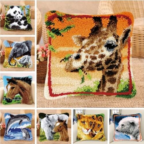 Smyrna Latch Hook Kits Diy Knooppakket Do It Yourself Kids Holiday Handmade Cute Embroidery Package Pillow Cross Pillows