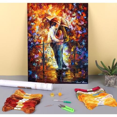 Kiss On The Bridge Printed Fabric 11CT Cross Stitch DIY Embroidery Kit DMC Threads Handiwork Painting Knitting Wholesale