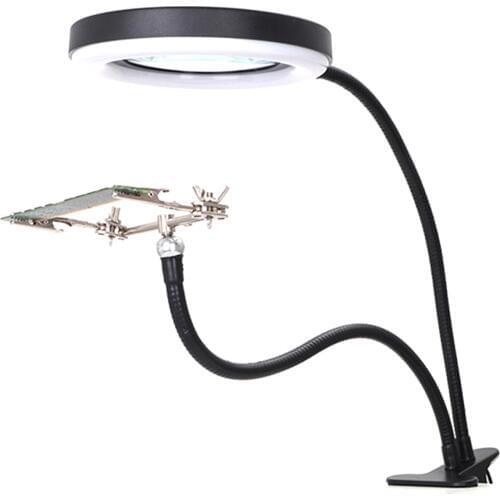 Magnifying Glass Light 10X Clip-On Magnifier With Clips Magnifying Glass Lamp For Soldering Repair DIY Crafts Live Streaming