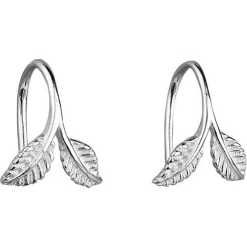 SILVERHOO Genuine 925 Sterling Silver Earrings For Women Lovely Tree Leaf Plant Small Stud Earrings Prevent Allergy Jewelry