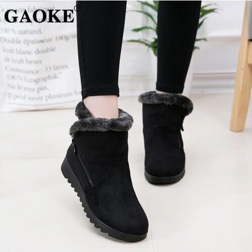 Women Snow Boots Warm Short Fur Plush Winter Ankle Boot Plus Size Platform Ladies Suede Zip Shoes Female Comfort 45% off