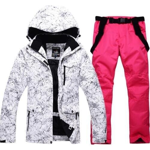 2020 Winter Womens Ski Suits Warm Hooded Sport Suit Women Snowboard Jacket Overalls Woman Skiing Sets -30 Female Snow Clothing