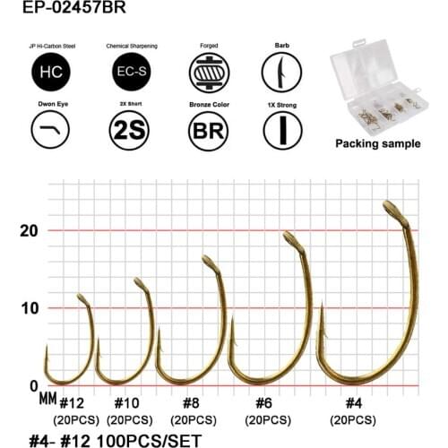 100pcs Eupheng EP-TMC2457 Shrimp And Caddis Pupa Fishing Hook Flies Glo-bugs Egg Patterns Fly Fishing Hooks Quality Fish Hook