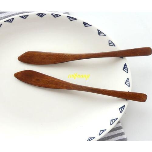 100pcs/lot Fast shipping 15.5x2cm Wooden Butter knife Dough Butter Sauce Mask knife Wood jam Knives tableware