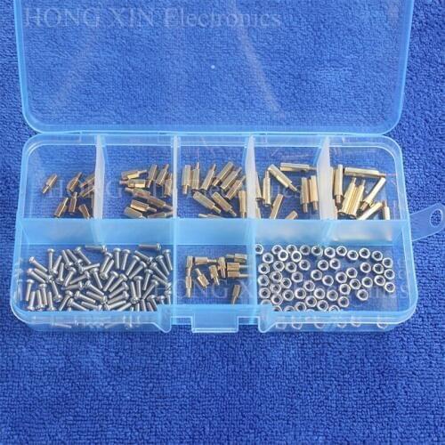 180pcs/Set M2 PCB Hex Male Female Threaded Brass Standoffs Screw Nut Assortment Set Hex column Assortment