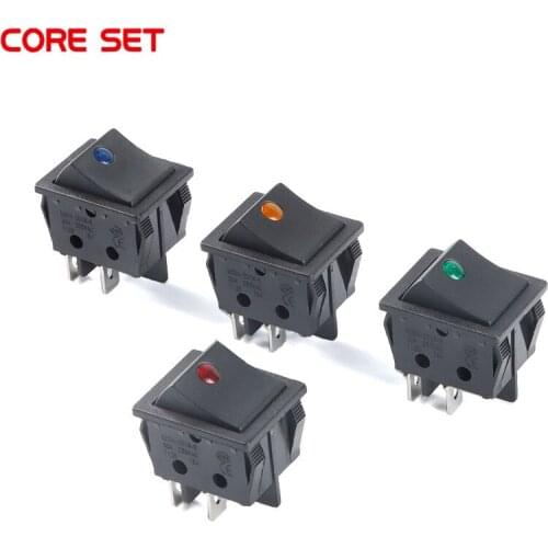 5Pcs KCD4 Rocker Switches 220V Cats eye Dot Red Green Black Blue LED Light 4P 2Gears 30A Silver Contact Switch Power Button Cap