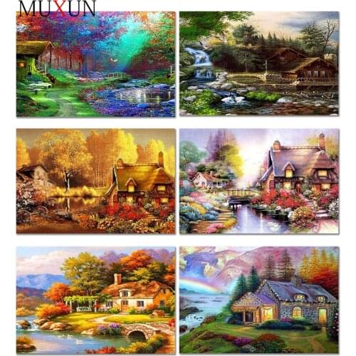 5D Diy Crystal Diamond Embroidery Landscape Beautiful Full Square 3D Cabin Diamond Paintings Landscape Diamond Mosaic Gift Er053