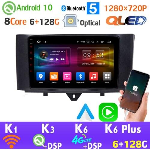 6+128G QLED 1280*720 Android 10 For Mercedes-Benz Smart Fortwo GPS Radio Car Multimedia Player CarPlay SPDIF AHD 1080P Head Unit