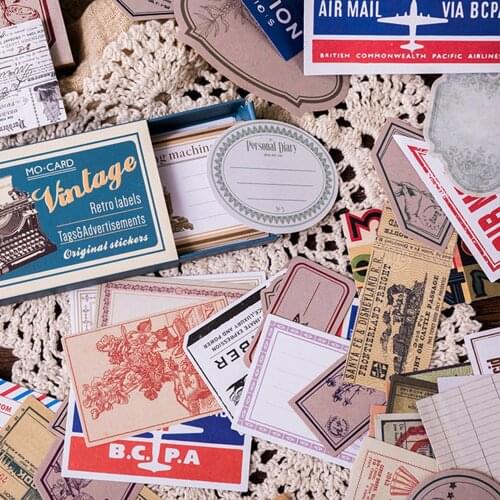 60pcs/pack Vintage Diy Diary Sticker Writable Label Album Stationery Scrapbooking Stickers Handbook Decoration A73469