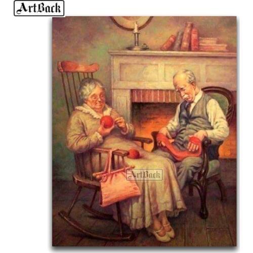 New 5D Diamond Painting Old Couple Icon Full Square Mosaic 3d Sticker Diamond Embroidered Home Decor Artwork