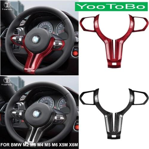Car Styling Real Carbon Fiber Steering Wheel Trim Cover Decorative Sticker For BMW M Sport M2 M3 M4 M5 X5M X6M F82 F83 Interior