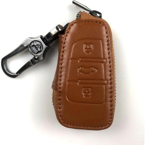 Genuine PU Leather Remote Key Bag Case Protector Keyless Clicker Smart Fob Cover Holder Chain Fit For Audi Series
