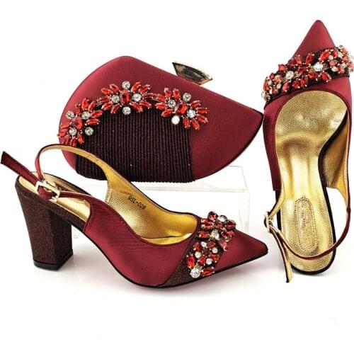 Doershow Italian Shoes And Bag Sets For Evening Party With Stones Italian Leather Handbags Match Bags! !SYD1-59