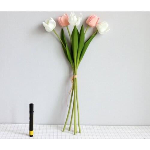 Simulation Plants Flores Artificiales Real Touch 5pcs 50cm Valentines Gift Supplies Wedding Bouquet Fake Tulips Latex Flowers
