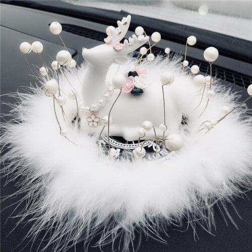 Cute Feather Ceramic Fawn Car Decoration Auto Accessories Interior Car Accessories Christmas Birthday Gifts For Girlfriend Gifts