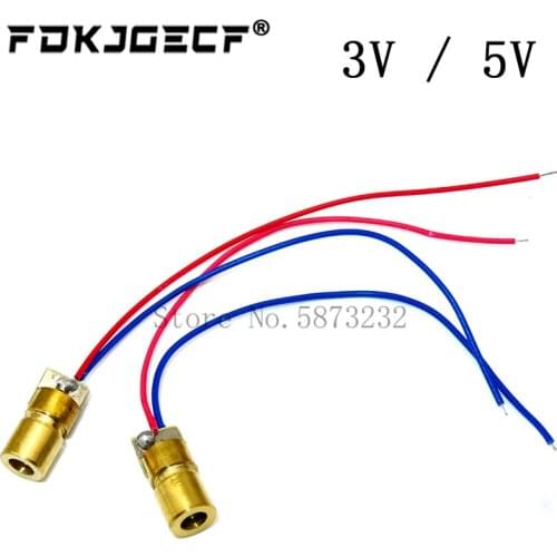 100PCS 3V / 5V 650nm 5mW Adjustable Laser Dot Diode Module Red Sight Copper Head Mini Laser Pointer