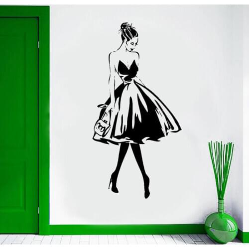 Wall Decal Woman Face Fashion Style Vinyl Wall Sticker Clothing Boutique Dress Design Wall Poster Beauty Salon Decor MV11