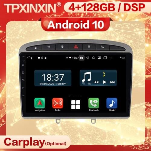 4+128G Carplay 2 Din Android Multimedia Stereo Receiver For PEUGEOT 308 308SW 408 GPS Navi IPS Wifi Radio Audio Player Head Unit