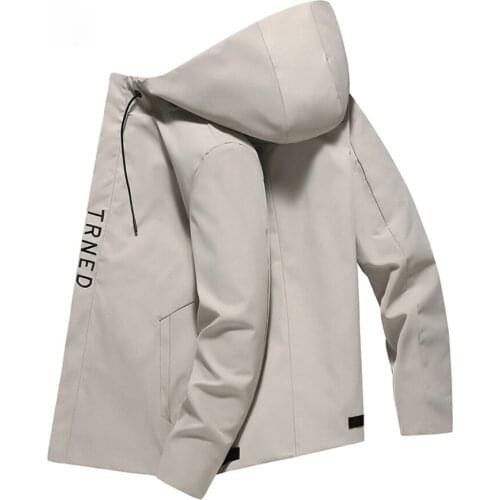 Men Jacket 2021 Spring And Autumn Korean Fashion Trend Casual Letter Printing Hooded Youth All-match Jacket Mens Clothing