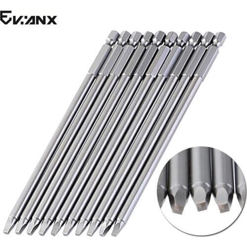 150mm 6inch #2 Square Driver Bit Screwdriver Bits Set S2 Steel 1/4" Hex Shank Magnetic For Poket Hole Jig