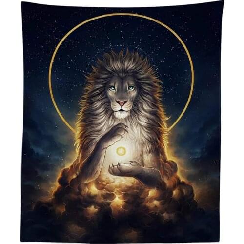 Lion Under the Stars Picture Digital Print Wall Tapestry Home Décor