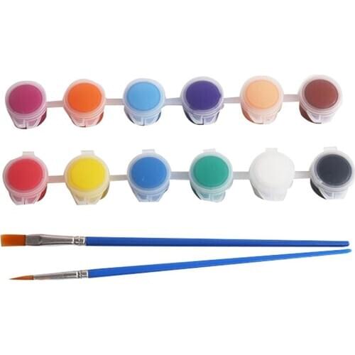 Solid 12 Watercolor Safety Pigment Ceremics Pottery Paint Brush Home DIY Art Crafts Set