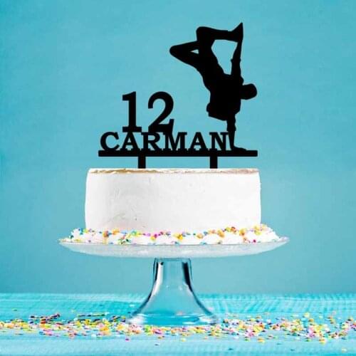 Personalized Birthday Topper Custom Name Age Boy Street Dance Silhouettes For Street Dance Fans Cake Topper YC161