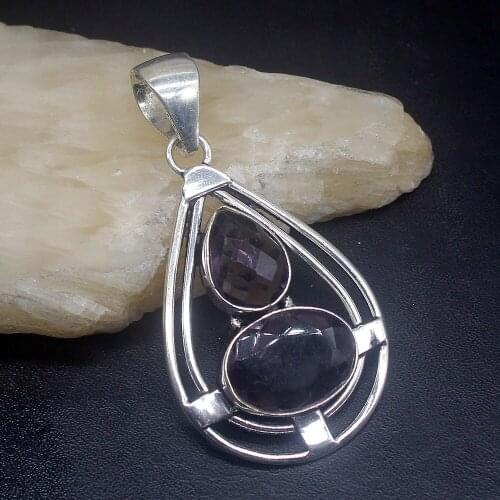 Gemstonefactory Jewelry Big Promotion 925 Silver Elegant Gemstone Purple Amethyst Women Ladies Gifts Necklace Pendant 1011