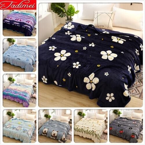 Flower Pattern Warm Thick Blanket Couple Kids Child Student Bedspread Single Full Queen King Size Bed Cover Sheet Winter Flannel