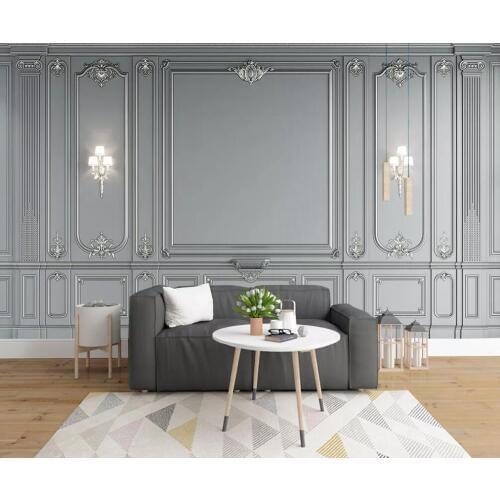 Custom 3D mural wallpaper European elegant decorative background wall gray imitation furniture mural decorative painting