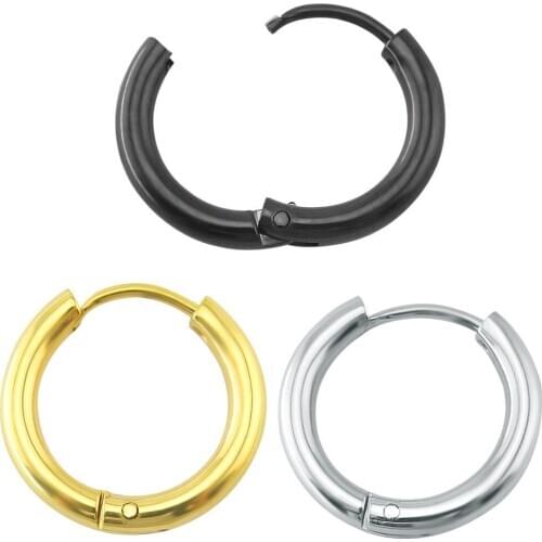 Hoop Earrings South Korea Popular Earrings 2.5mm wide Round ear ring earrings titanium black male Circle
