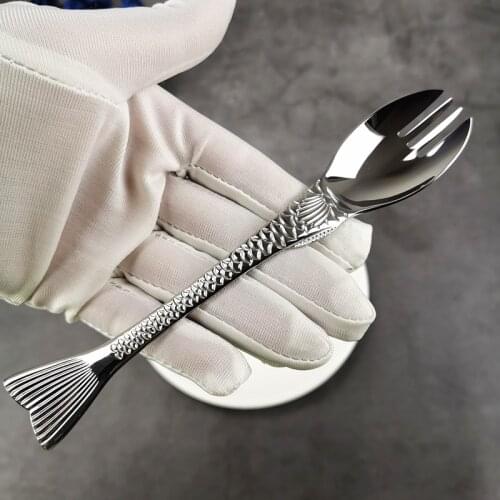 Creative kitchen tableware fishtail 304 stainless steel eating spoon noodle fork child fork dessert fork fruit fork