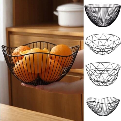 Creative Irregular Desktop Fruit Basket Kitchen Iron Snacks Candy Storage Bowl Drainer Fruit Plate Sundries Organizer for Home