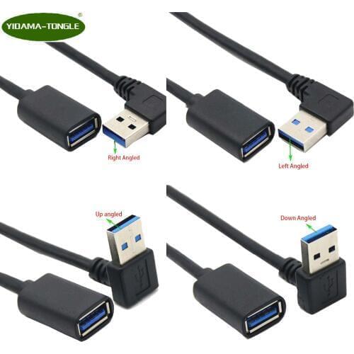 USB 3.0 Extension Cable Up Down Left Right Angle 90 Degree Male to Female Super Speed 5Gbps Data Sync Charging