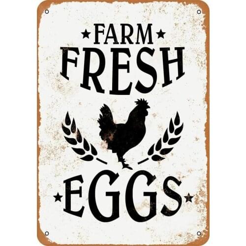 Vintage Retro Metal Tin Sign Farm Fresh Eggs Home Coffee Wall Decors