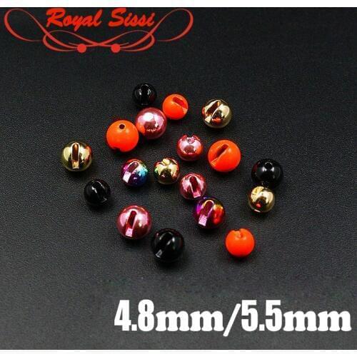 Royal Sissi 15pcs/pack 5 colors big sizes Slotted Tungsten beads high density round heavy Tungsten jig head fly tying materials