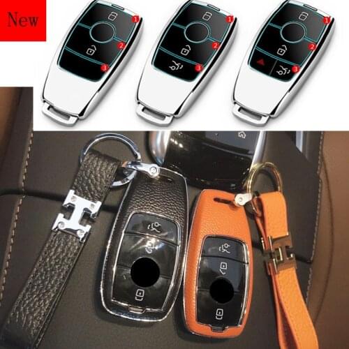 High-Quality Leather Car Smart Key Case Cover for Mercedes-Benz A-Class C260l E200l E-Class E300l CLS GLC Car Accessories