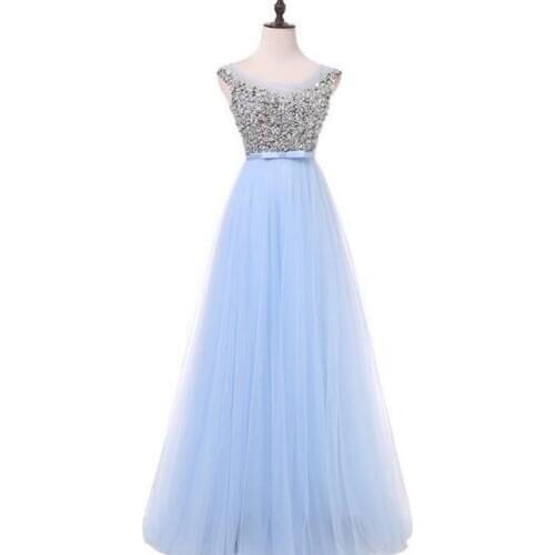 Floor Length O-Neck Sleeveless A-Line Plus Size Women Evening Dresses Gown