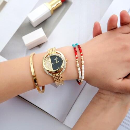 Women Watches Gift Set Fashion Oval Diamond Watch Luxury Titanium Bracelets 3 Pcs Sets Ladies Dress Creative Clock For Womens