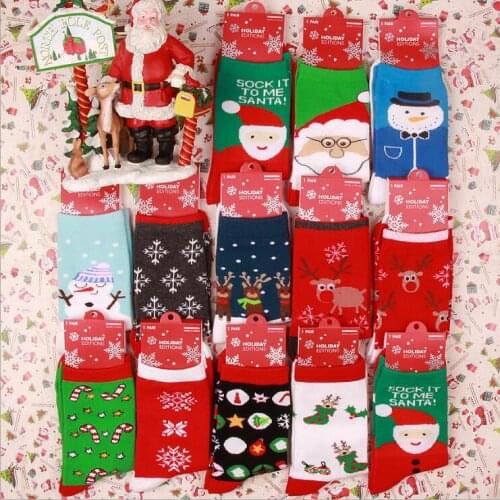 Women cotton soft Christmas socks winter warm female New Year socks casual printing ankle socks hosiery