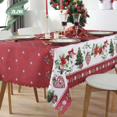 ZLAR Christmas Decoration Tablecloth For Table Waterproof Table Tablecloth New Years Eve Decoration Home Decor Tables Cover