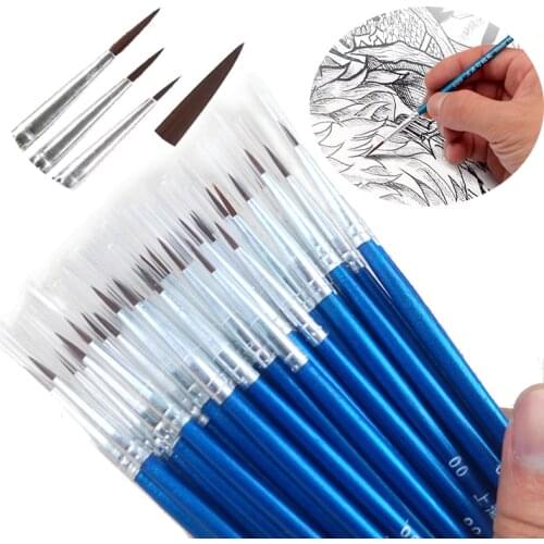 10Pcs/Set Hook Line Pen Long Tail Nylonhair Painting Brush Children DIY Art Supplies Tool Art Stationery Watercolor Painting Pen