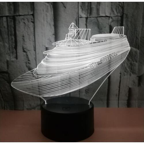 3D LED Night Light Ship Yacht Come with 7 Colors Light for Home Decoration Lamp Amazing Visualization Optical Illusion Awesome