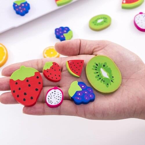 40packs/lot Lovely Creative fruit Pencil Eraser Rubber Kids Student Learning Office Stationery
