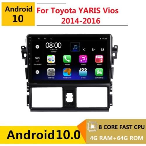 2 din 8 core android 10 car radio auto stereo for Toyota YARIS Vios 2014 2015 2016 navigation GPS DVD Multimedia Player carplay